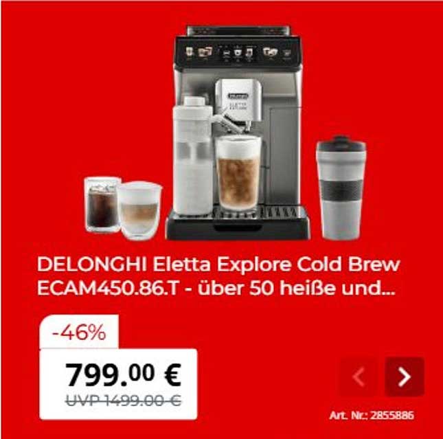 DELONGHI Eletta Explore Cold Brew ECAM450.86.T - über 50 heiße und...
