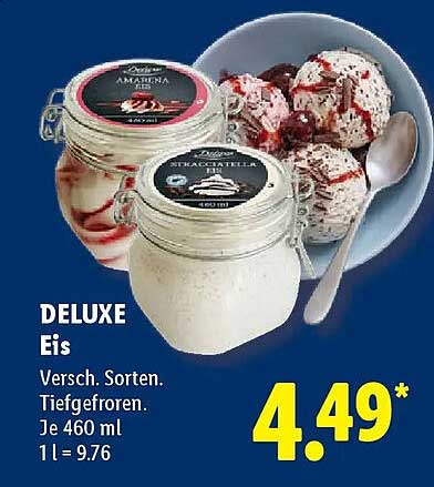 DELUXE Eis Versch. Sorten. Tiefgefroren. Je 460 ml 1 l = 9.76