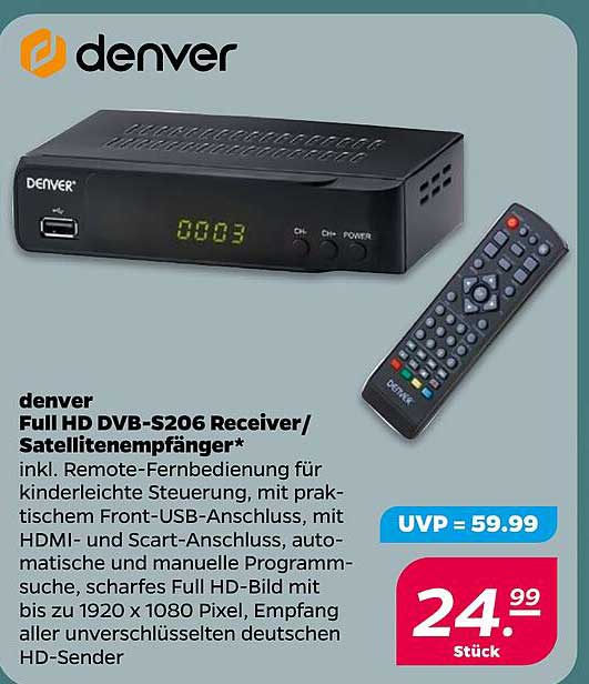 denver Full HD DVB-S206 Receiver/ Satellitenempfänger*