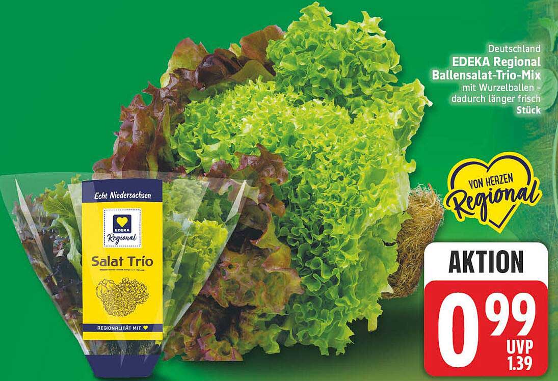 Deutschland EDEKA Regional Ballensalat-Trio-Mix mit Wurzelballen dadurch länger frisch Stück