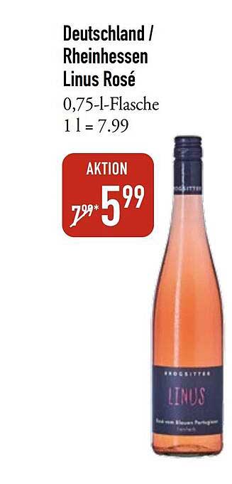 Deutschland / Rheinhessen Linus Rosé 0,75-l-Flasche 1 l = 7.99