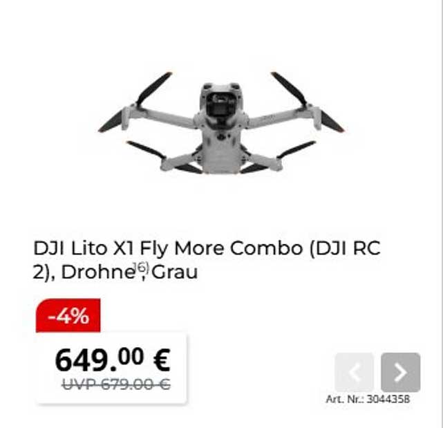 DJI Lito X1 Fly More Combo (DJI RC 2), Drohne, Grau