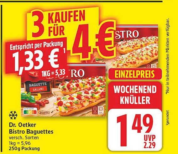 Dr. Oetker Bistro Baguettes versch. Sorten 250g Packung