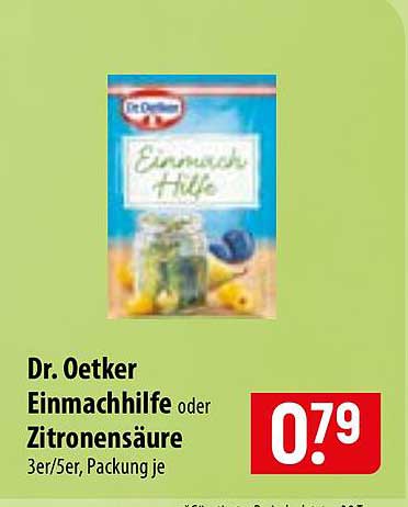 Dr. Oetker Einmachhilfe oder Zitronensäure