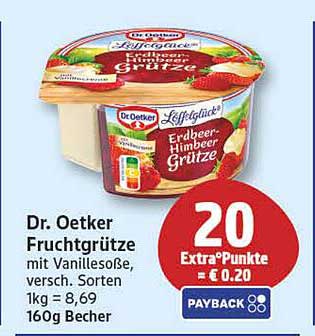 Dr. Oetker Fruchtgrütze mit Vanillesoße, versch. Sorten 1kg = 8,69 160g Becher