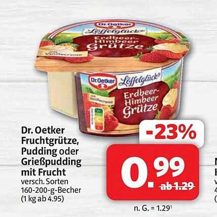Dr. Oetker Fruchtgrütze, Pudding oder Grießpudding mit Frucht versch. Sorten 160-200-g-Becher (1 kg = 4.95)