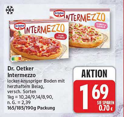 Dr. Oetker Intermezzo locker-knuspriger Boden mit herzhaftem Belag, versch. Sorten