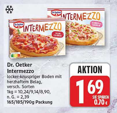 Dr. Oetker Intermezzo locker-knuspriger Boden mit herzhafterm Belag, versch. Sorten