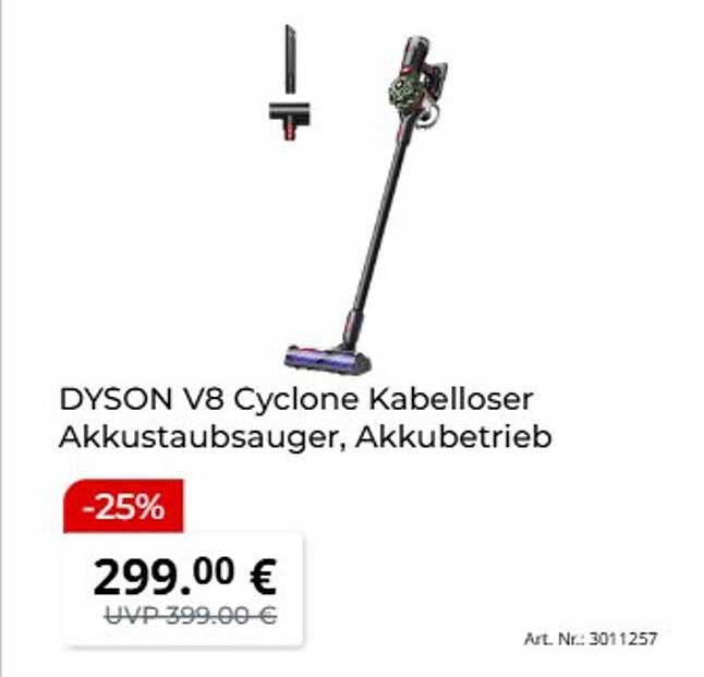 DYSON V8 Cyclone Kabelloser Akkustaubsauger, Akkubetrieb