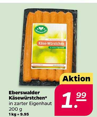 Eberswalder Käsewürstchen* in zarter Eigenhaut 200 g 1kg = 9.95