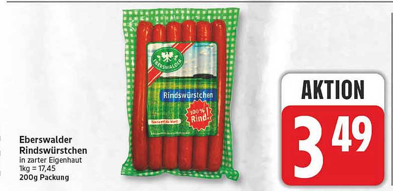 Eberswalder Rindswürstchen in zarter Eigenhaut 200g Packung
