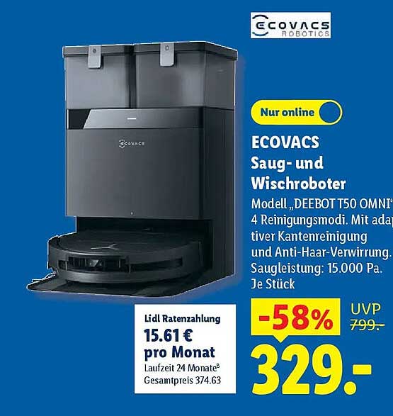 ECOVACS Saug- und Wischroboter Modell „DEEBOT T50 OMNI“