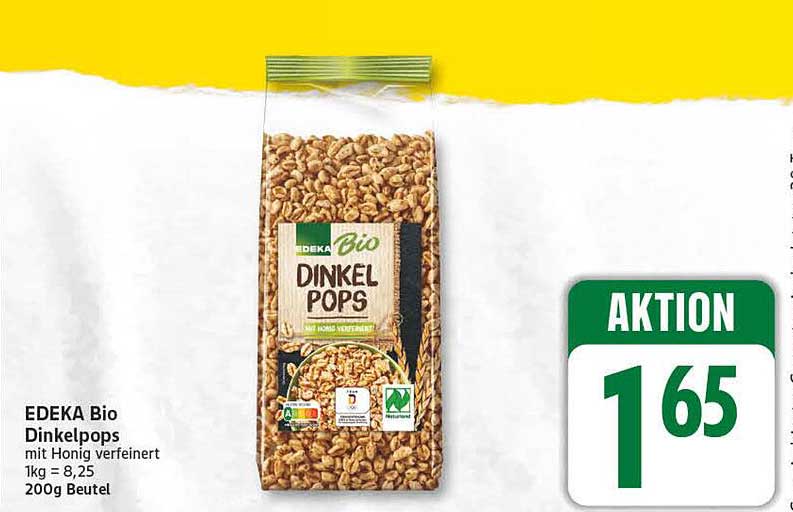 EDEKA Bio Dinkelpops mit Honig verfeinert 1kg = 8,25 200g Beutel