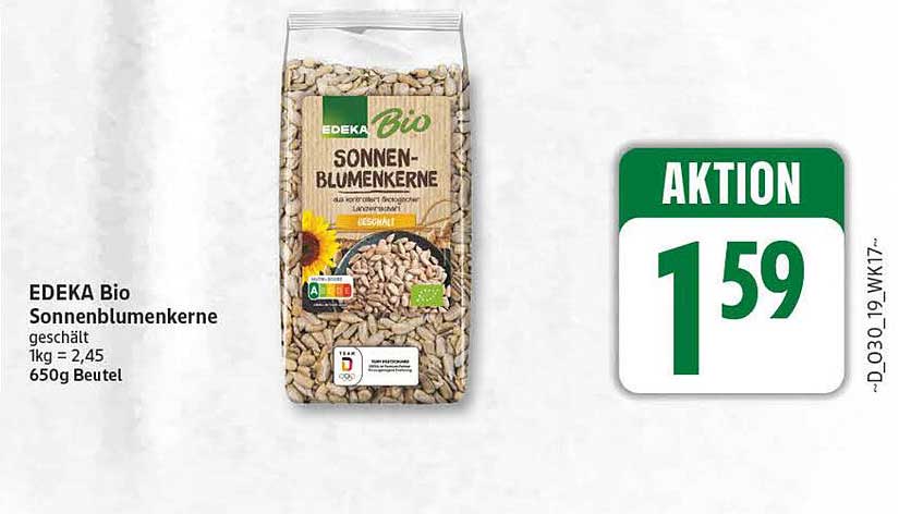 EDEKA Bio Sonnenblumenkerne geschält 650g Beutel