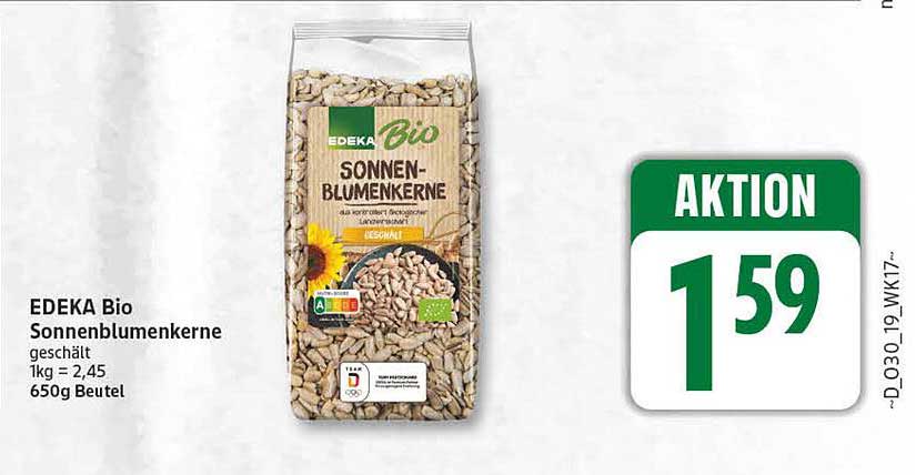 EDEKA Bio Sonnenblumenkerne geschält 650g Beutel