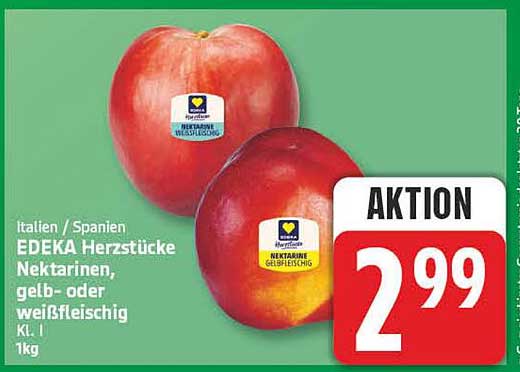 EDEKA Herzstücke Nektarinen, gelb- oder weißfleischig, Kl. I 1kg