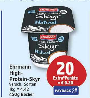 Ehrmann High-Protein-Skyr versch. Sorten 1kg = 4,42 450g Becher