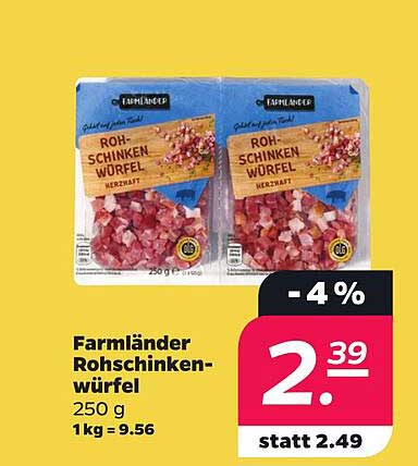 Farmländer Rohschinkenwürfel 250 g 1 kg = 9.56