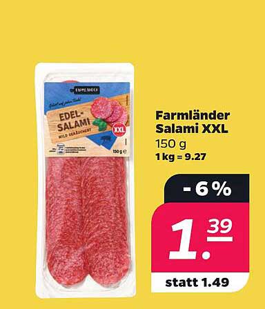 Farmländer Salami XXL 150 g 1kg = 9.27