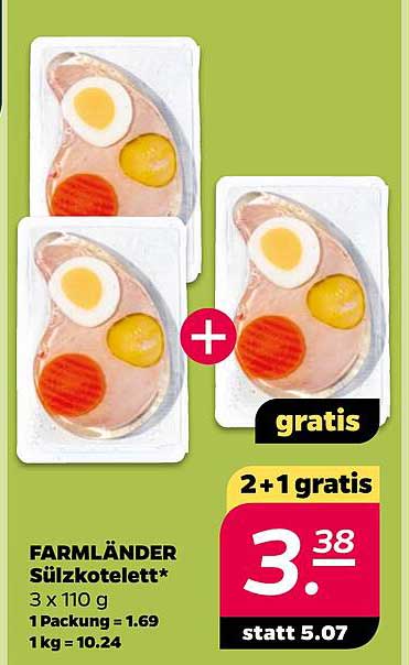 FARMLÄNDER Sülzkotelett* 3 x 110 g 1 Packung = 1.69 1 kg = 10.24