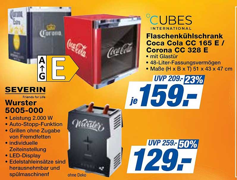 Faschenkühlschrank Coca Cola CC 165 E / Corona CC 328 E