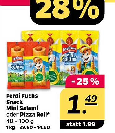 Ferdi Fuchs Snack Mini Salami oder Pizza Roll* 48 – 100 g