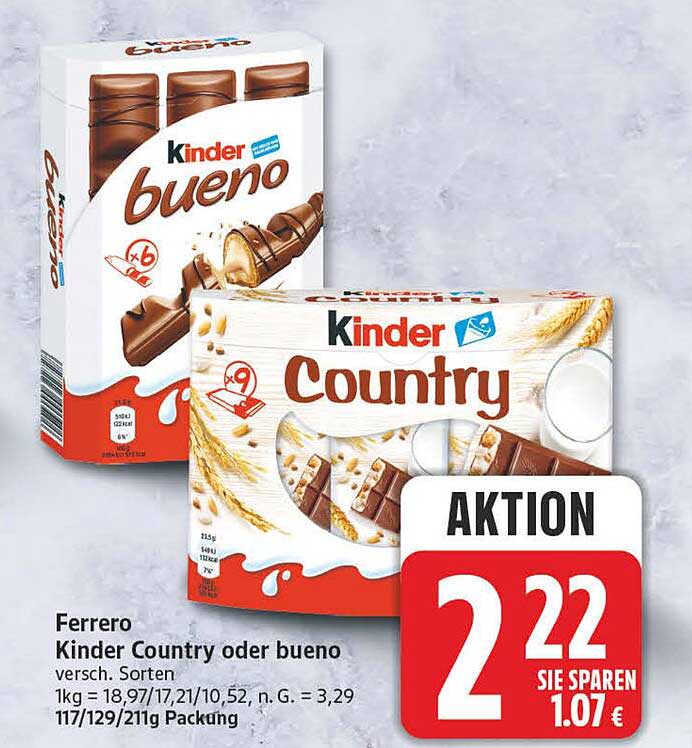 Ferrero Kinder Country oder bueno versch. Sorten