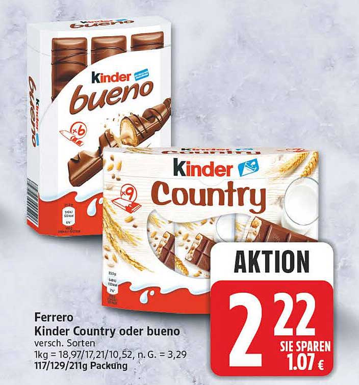 Ferrero Kinder Country oder bueno versch. Sorten