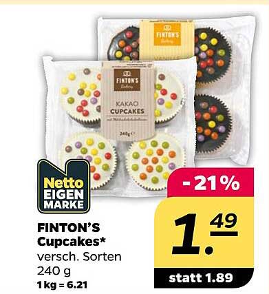 FINTON'S Cupcakes* versc. Sorten 240 g 1 kg = 6.21