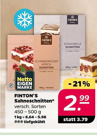 FINTON’S Sahneschnitten* versch. Sorten 450 - 500 g
