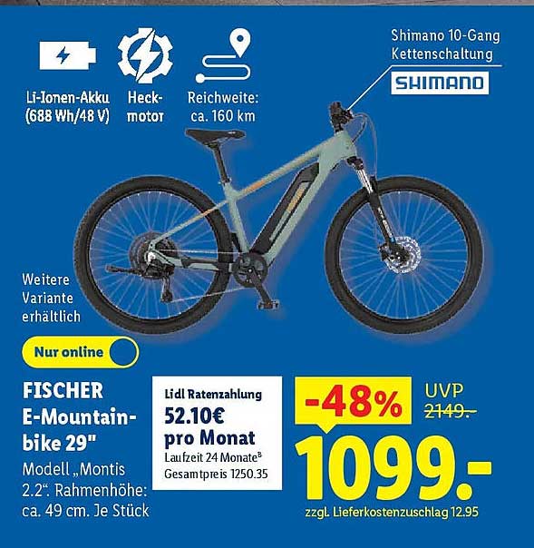FISCHER E-Mountain-bike 29" Modell „Montis 2.2“