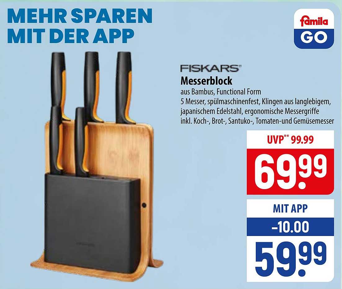 FISKARS Messerblock aus Bambus, Functional Form