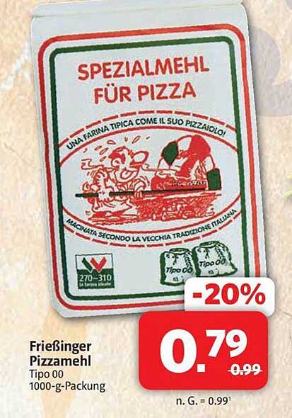 Frießinger Pizzamehl Tipo 00 1000-g-Packung