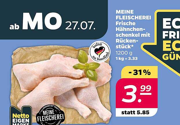Frische Hähnchen-schenkel mit Rückenstück*