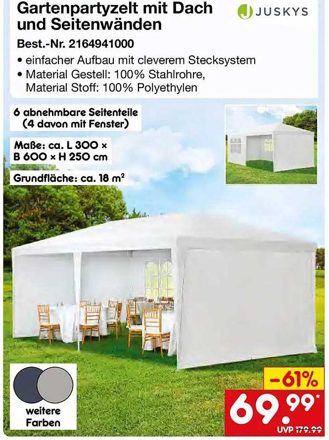 Gartenpavillon mit Dach und Seitenwänden