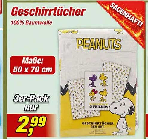 Geschirrtücher 100% Baumwolle PEANUTS