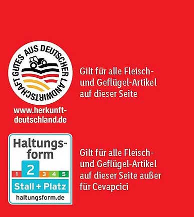 Gilt für alle Fleisch- und Geflügel-Artikel auf dieser Seite