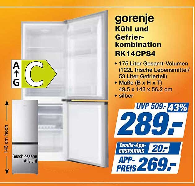 gorenje Kühl und Gefrierkombination RK14CPS4