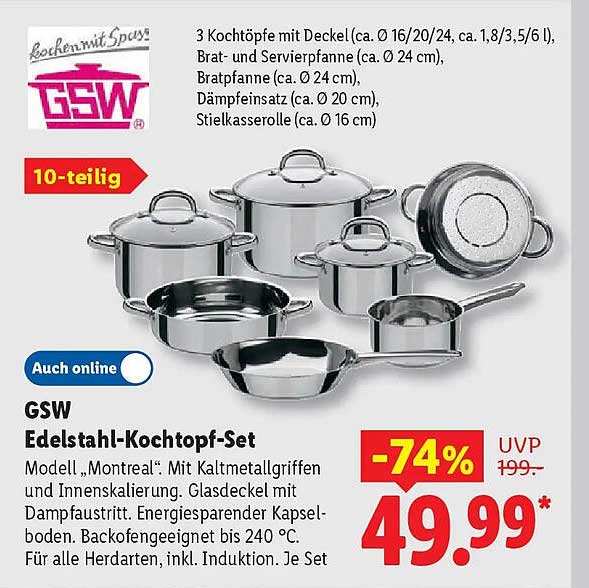 GSW Edelstahl-Kochtopf-Set