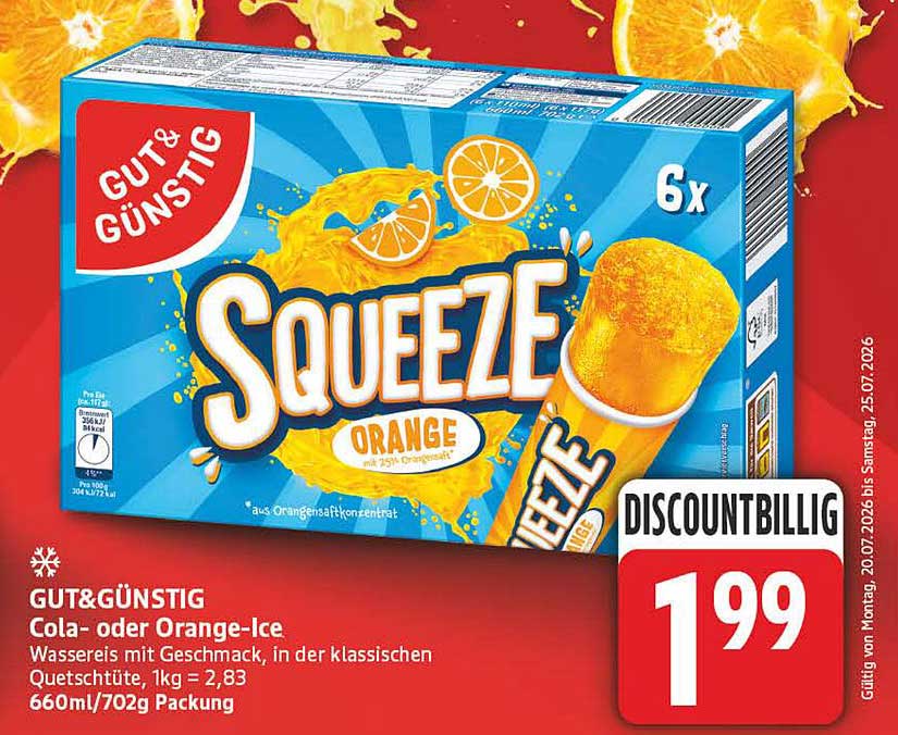 GUT&GÜNSTIG Cola- oder Orange-Ice