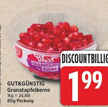 GUT&GÜNSTIG Granatapfelkerne 1kg = 24,88 80g Packung
