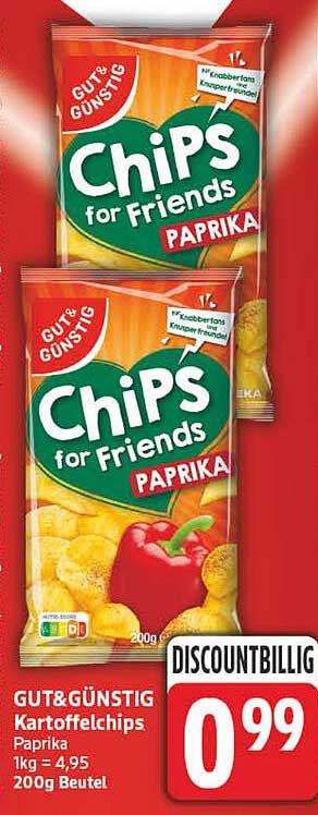 GUT&GÜNSTIG Kartoffelchips Paprika 1kg = 4,95 200g Beutel