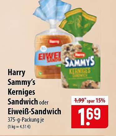 Harry Sammy’s Kerniges Sandwich oder Eiweiß-Sandwich