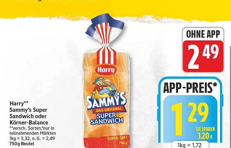 Harry Sammy's Super Sandwich oder Körner-Balance
