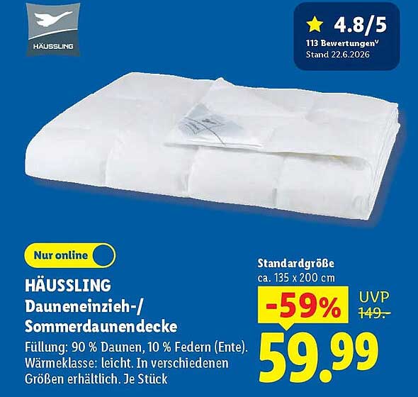 HÄUSSLING Dauneneinzieh-/ Sommerdaunendecke