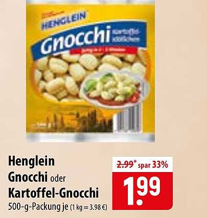 Henglein Gnocchi oder Kartoffel-Gnocchi 500-g-Packung