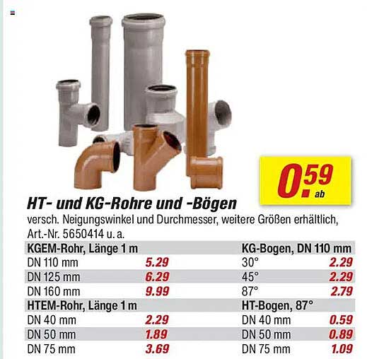 HT- und KG-Rohre und -Bögen