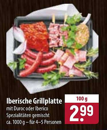 Iberische Grillplatte mit Duroc oder Iberico Spezialitäten gemischt ca. 1000 g – für 4–5 Personen