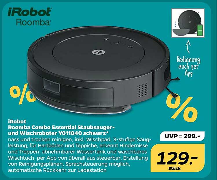 iRobot Roomba Combo Essential Staubsauger- und Wischroboter Y011040 schwarz*