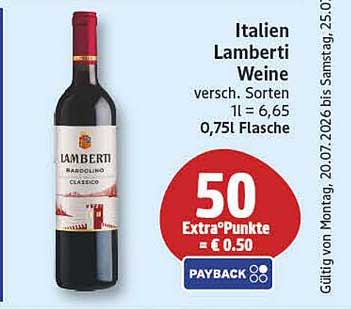 Italien Lamberti Weine versch. Sorten 0,75l Flasche